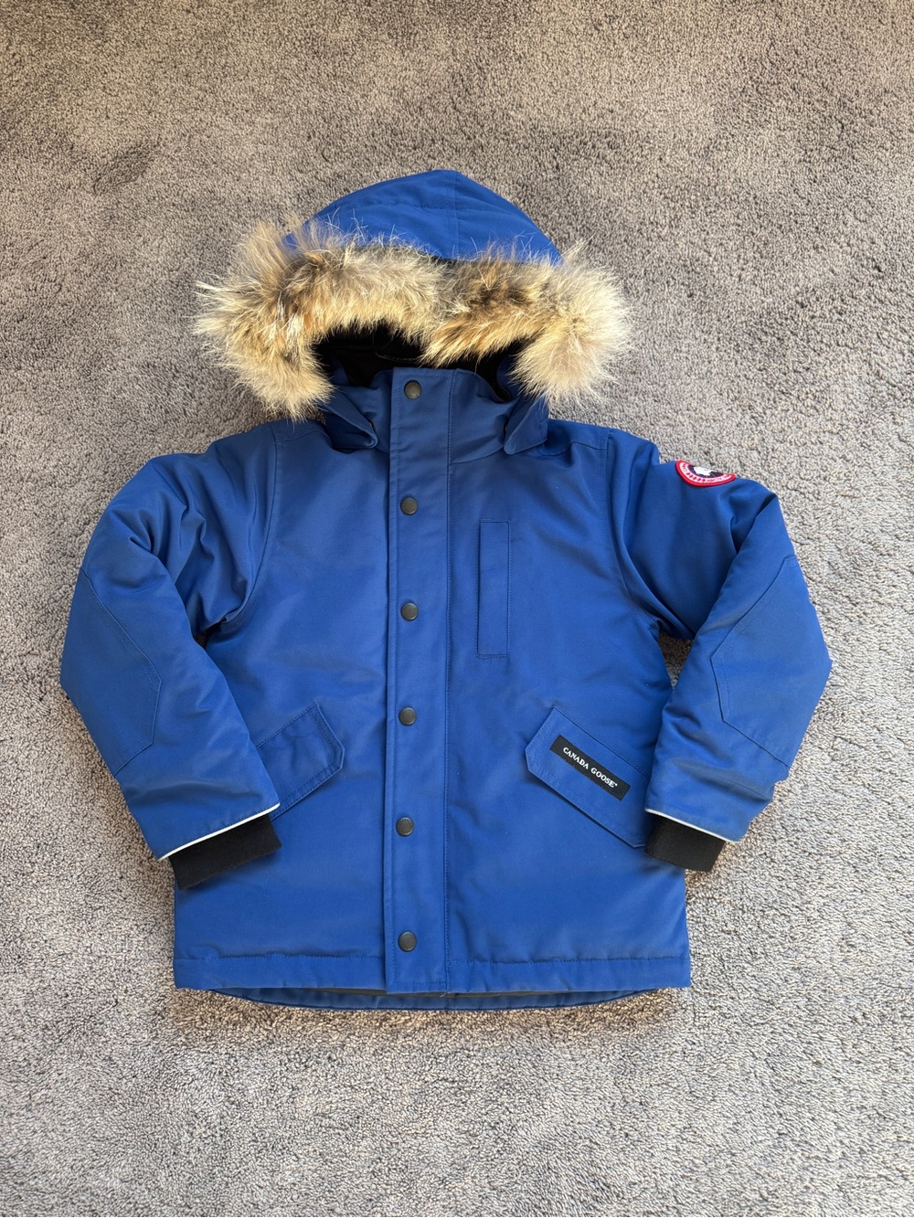 Canada Goose Kids' Blue Parka with Faux Fur Trim
